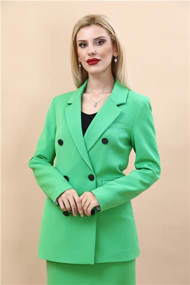 Erkek Yaka Kuruvaze Blazer Ceket-Yeşil