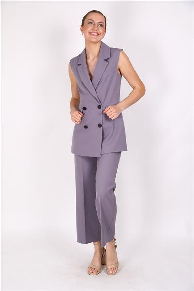 Blazer  Yelek & Bol Paça Pantolon-Antrasit