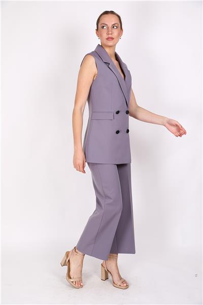 Blazer  Yelek & Bol Paça Pantolon-Antrasit