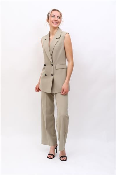 Blazer  Yelek & Bol Paça Pantolon-Bambu