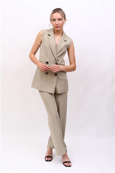 Blazer  Yelek & Bol Paça Pantolon-Bambu