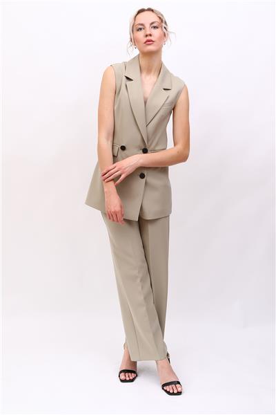 Blazer  Yelek & Bol Paça Pantolon-Bambu