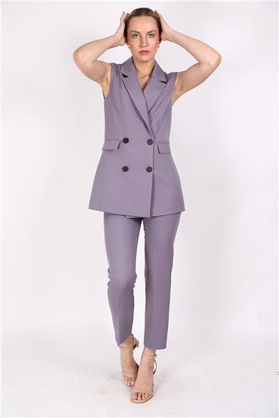 Blazer  Yelek & Boru Paça Pantolon-Antrasit