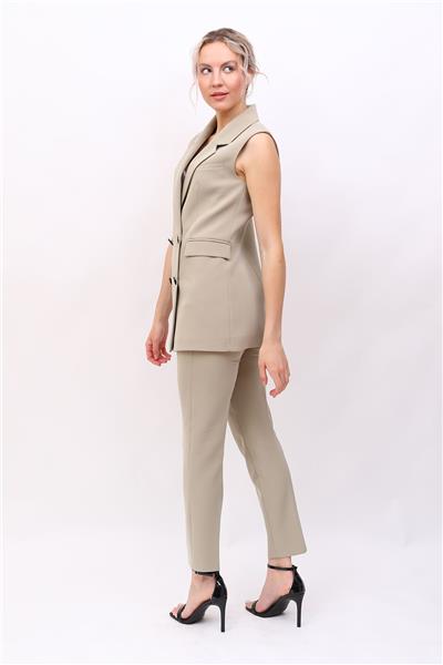 Blazer  Yelek & Boru Paça Pantolon-Bambu