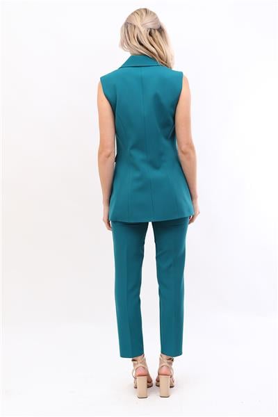 Blazer  Yelek & Boru Paça Pantolon-Petrol