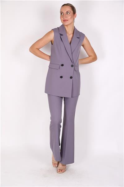 Blazer  Yelek & İspanyol Paça Pantolon-Antrasit