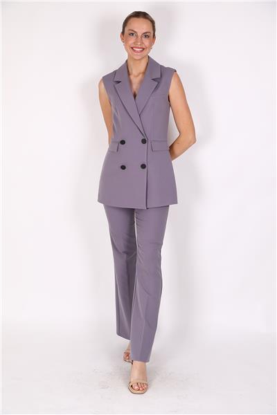 Blazer  Yelek & İspanyol Paça Pantolon-Antrasit