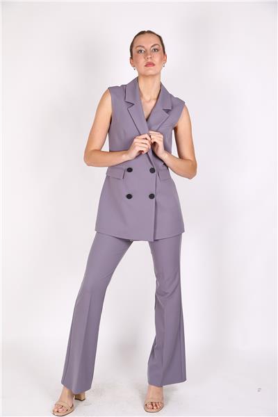 Blazer  Yelek & İspanyol Paça Pantolon-Antrasit