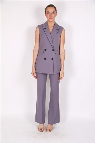 Blazer  Yelek & İspanyol Paça Pantolon-Antrasit