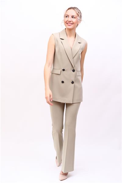 Blazer  Yelek & İspanyol Paça Pantolon-Bambu