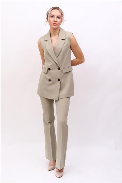Blazer  Yelek & İspanyol Paça Pantolon-Bambu