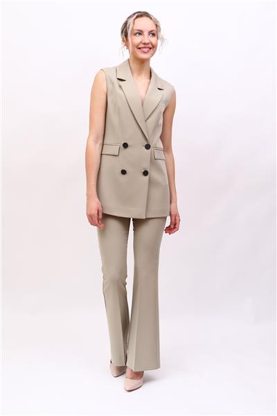 Blazer  Yelek & İspanyol Paça Pantolon-Bambu
