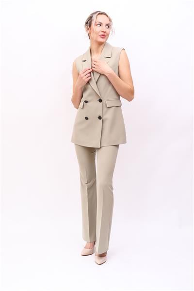 Blazer  Yelek & İspanyol Paça Pantolon-Bambu