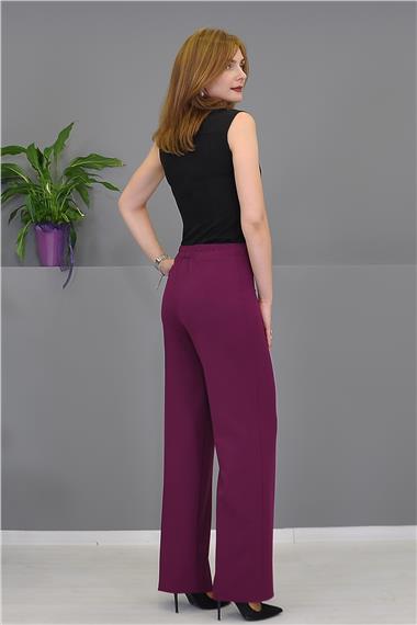 Bol Paça Pantolon-Mürdüm