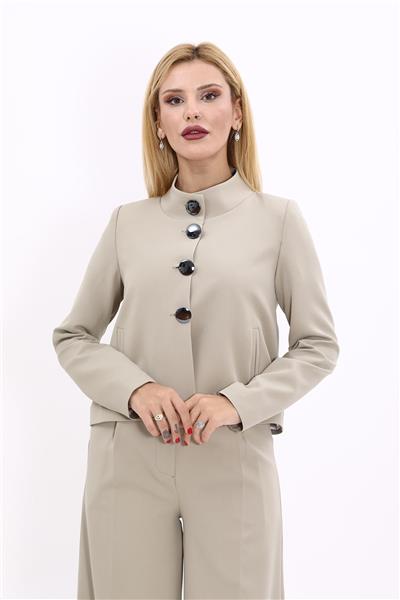 Boydan Düğmeli Mini Ceket-Bambu