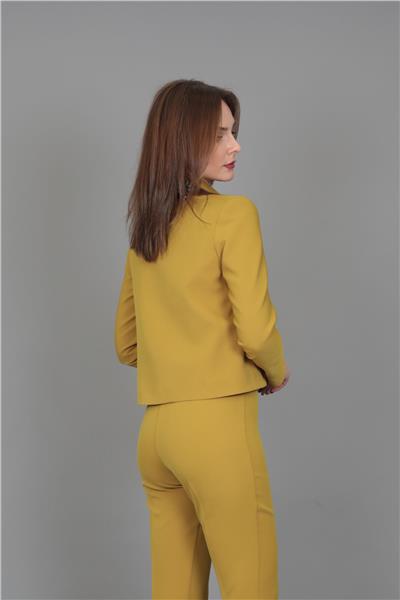 Boydan Düğmeli Mini Ceket-Fıstık