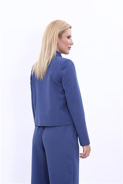 Boydan Düğmeli Mini Ceket-İndigo