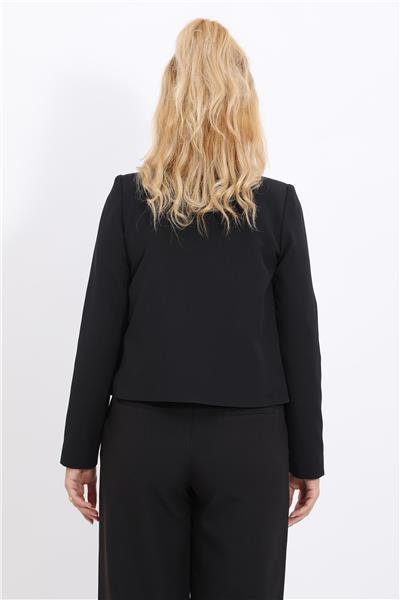 Boydan Düğmeli Mini Ceket-Siyah