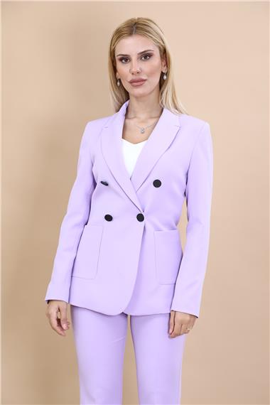 Erkek Yaka Torba Cepli Klasik Ceket-Menekşe
