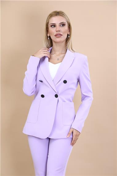 Erkek Yaka Torba Cepli Klasik Ceket-Menekşe