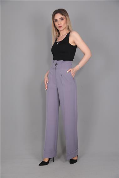 Duble Paça Yüksek Bel Pantolon-Antrasit