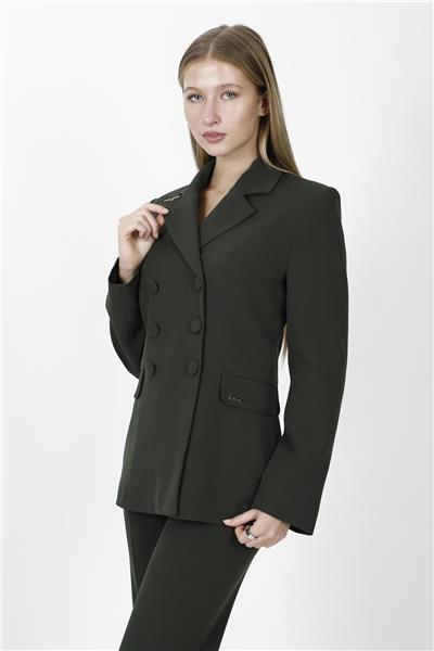 Düğmeli Klasik Blazer Bayan Ceket-Haki