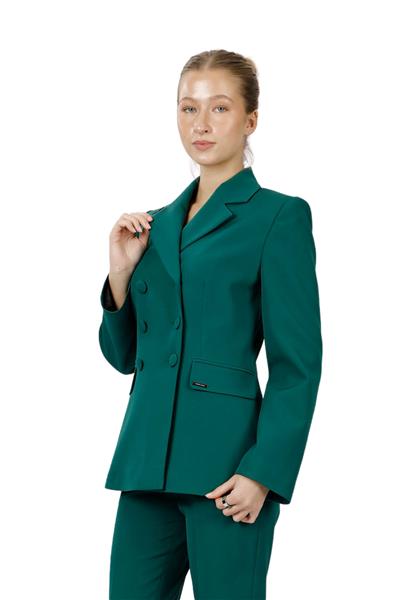 Düğmeli Klasik Blazer Bayan Ceket-Zümrüt