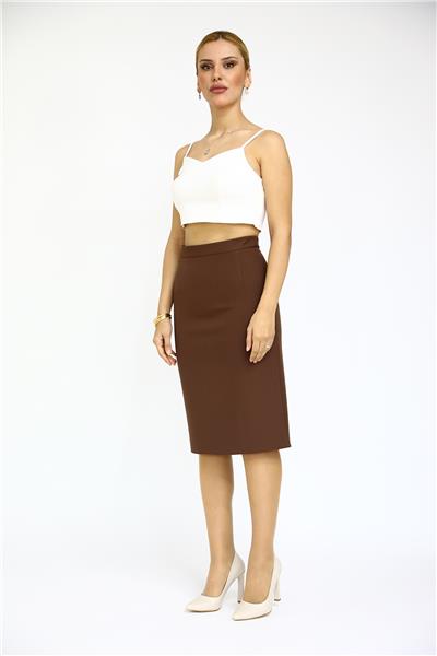 Düz Dar Etek-Kestane