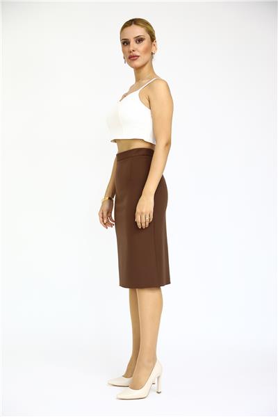 Düz Dar Etek-Kestane
