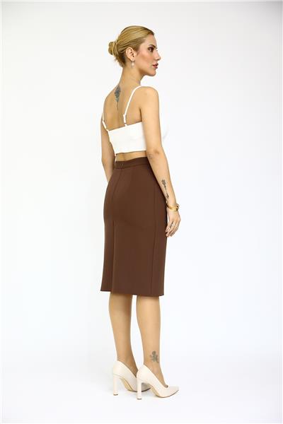 Düz Dar Etek-Kestane