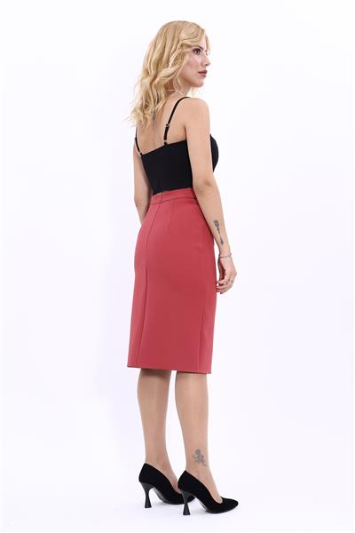 Düz Dar Etek-Kiremit