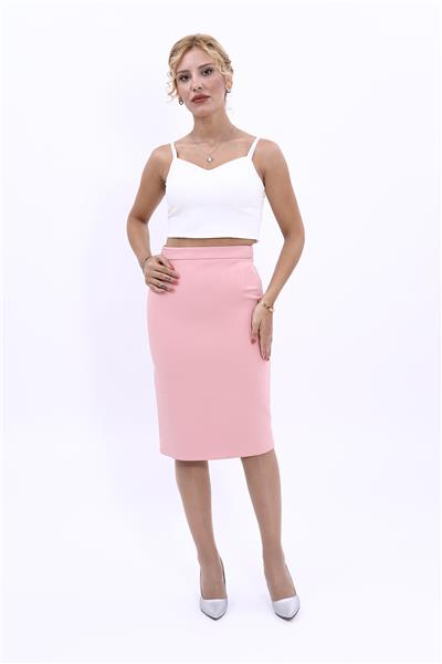 Düz Dar Etek-Pudra