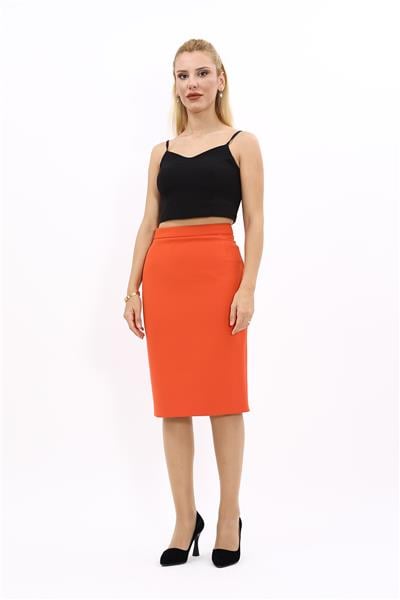 Düz Dar Etek-Turuncu