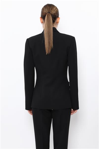 Erkek Yaka Asimetrik  Ceket-Siyah