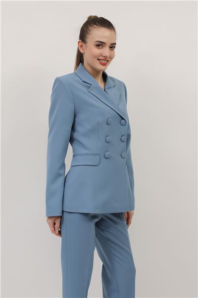 Erkek Yaka Blazer Ceket-Deniz