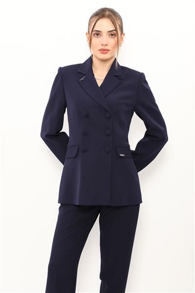 Erkek Yaka Blazer Ceket-Lacivert