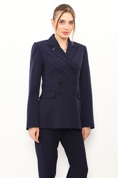 Erkek Yaka Blazer Ceket-Lacivert