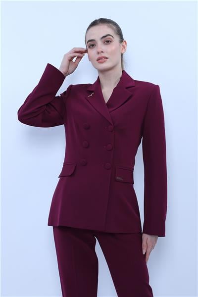 Erkek Yaka Blazer Ceket-Mürdüm