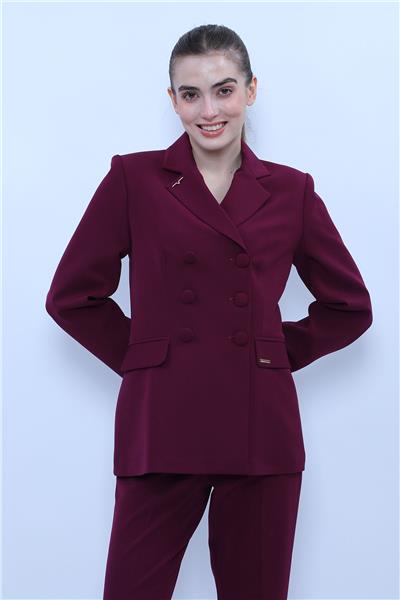 Erkek Yaka Blazer Ceket-Mürdüm