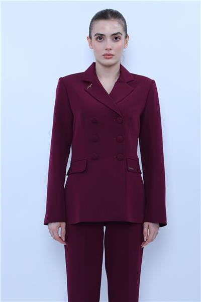 Erkek Yaka Blazer Ceket-Mürdüm