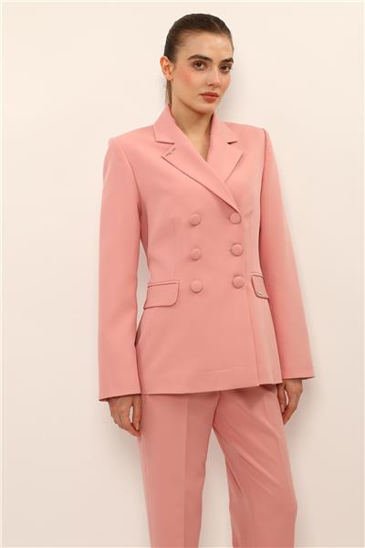 Erkek Yaka Blazer Ceket-Pudra