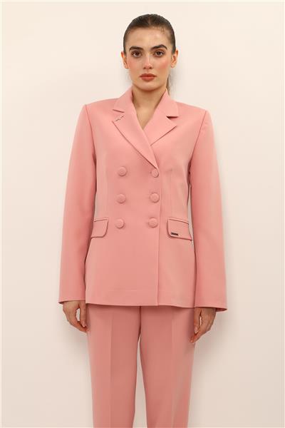 Erkek Yaka Blazer Ceket-Pudra