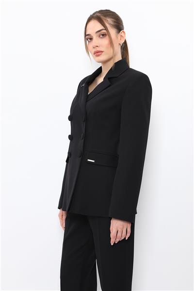 Erkek Yaka Blazer Ceket-Siyah