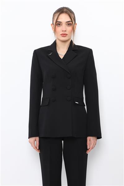 Erkek Yaka Blazer Ceket-Siyah
