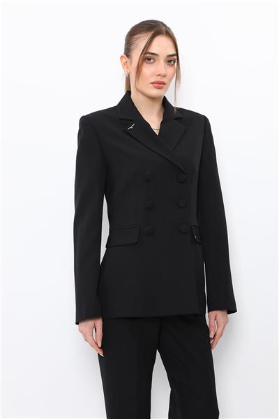 Erkek Yaka Blazer Ceket-Siyah
