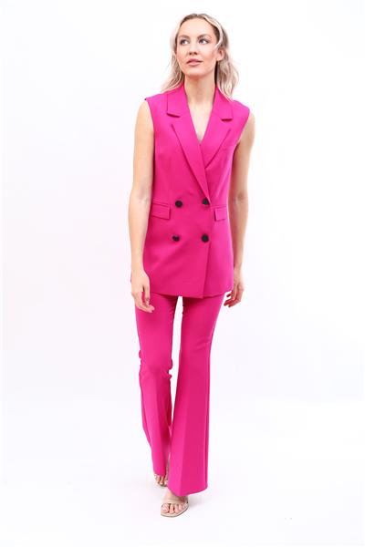 Erkek Yaka Blazer Yelek-Fuşya