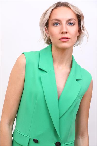 Erkek Yaka Blazer Yelek-Yeşil