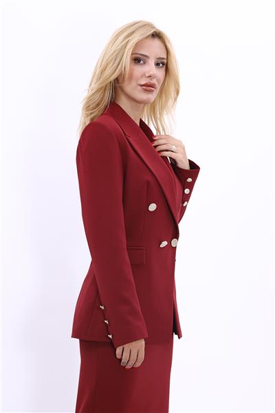Erkek Yaka  Çapraz Ceket-Bordo