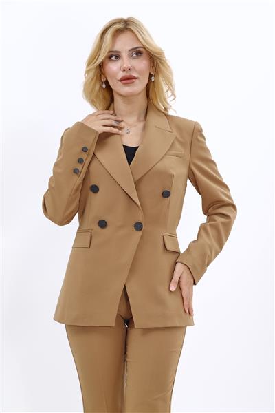 Erkek Yaka  Çapraz Ceket-Camel