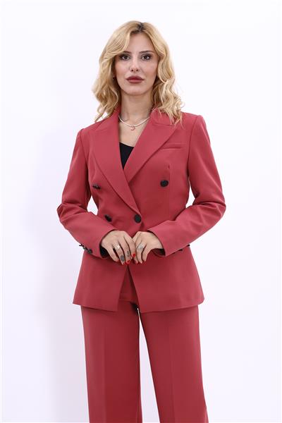 Erkek Yaka  Çapraz Ceket-Kiremit